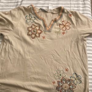 Tan embroidered blouse